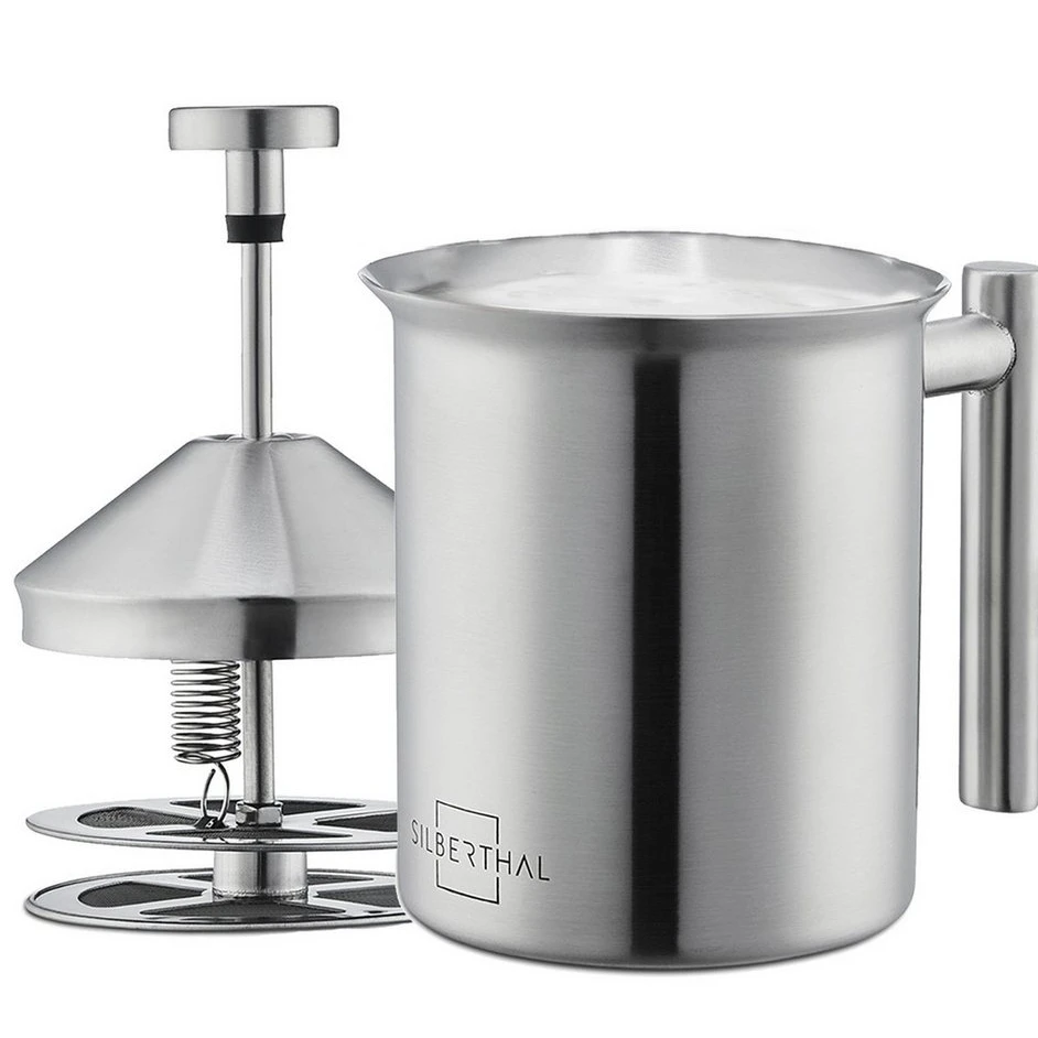 SILBERTHAL Manuelle Milchaufschäumer Edelstahl, 400ml