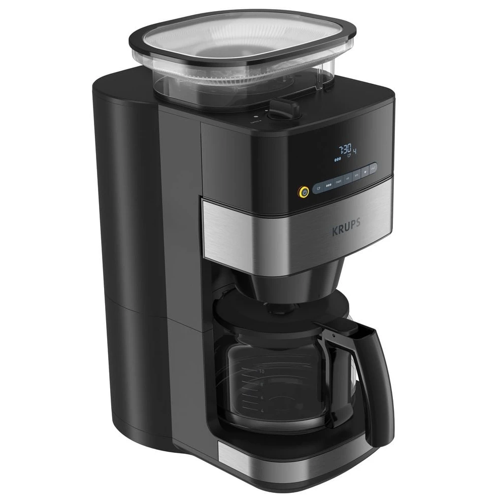 KRUPS KM8328 Grind Aroma Kaffeemaschine, Schwarz/Silber, 1.25L, 1000W
