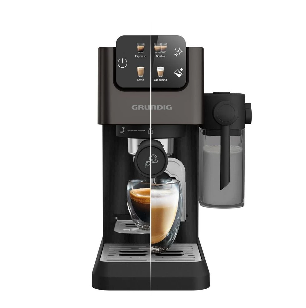 GRUNDIG KSM 6430 Siebträgermaschine, 1628W, 20 bar, Dark Inox/Schwarz