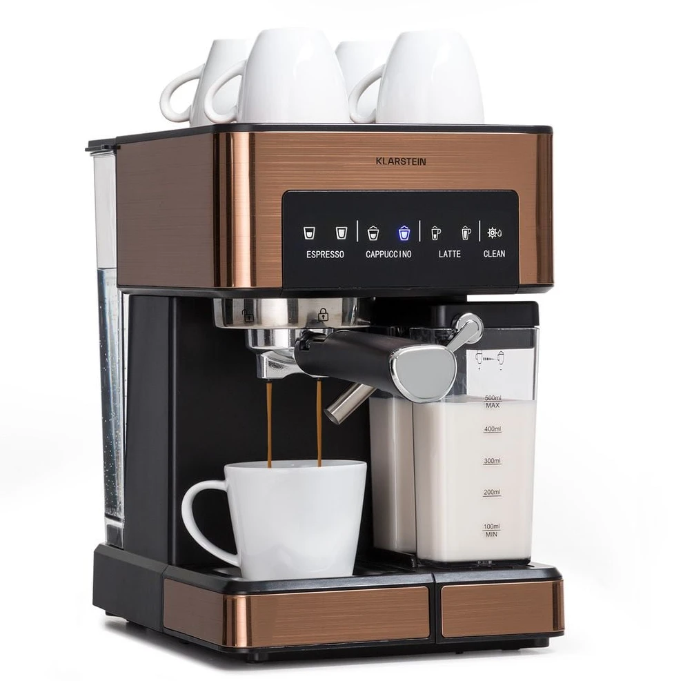 KLARSTEIN Arabica Comfort Espressomaschine, Kupfer-Metallic, 1350W, 1.8L