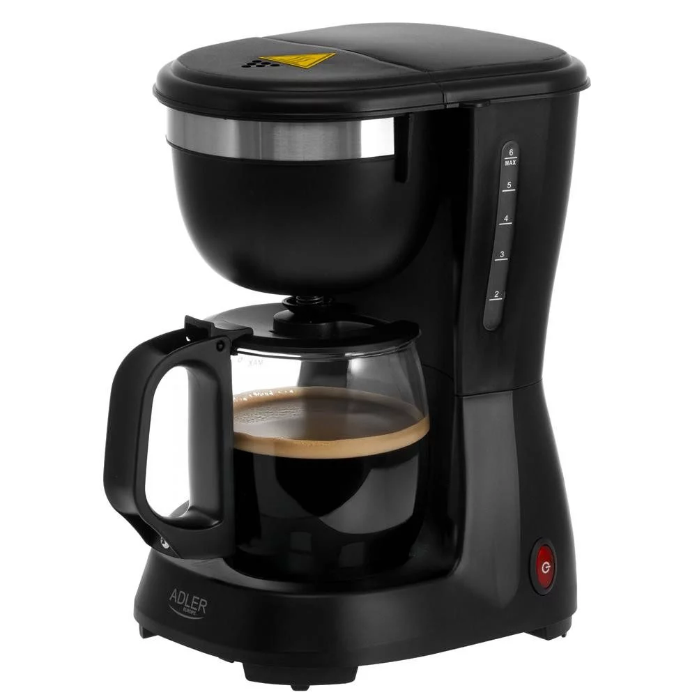 ADLER Filterkaffeemaschine mit Glaskanne, 0,6 l, schwarz