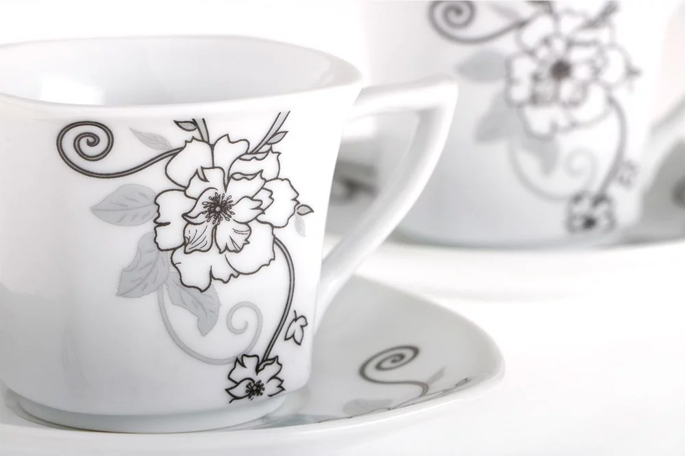 DEKONAZ Kaffeeservice 6er Set Kaffeetassen Porzellan