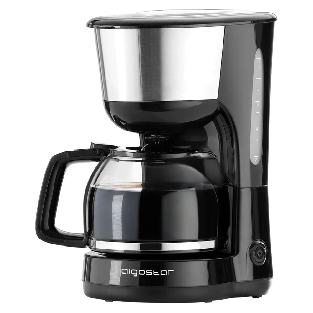AIGOSTAR Chocolate330URL Filterkaffeemaschine, 1000W, 1.25L, 10 Tassen, Schwarz