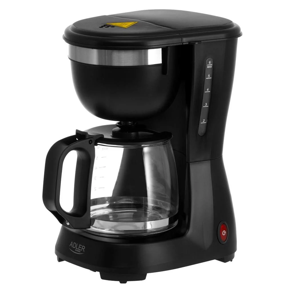 ADLER Filterkaffeemaschine mit Glaskanne, 0,6 l, schwarz