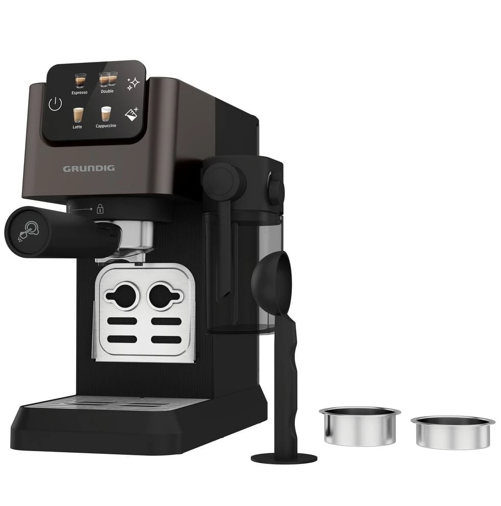 GRUNDIG KSM 6430 Siebträgermaschine, 1628W, 20 bar, Dark Inox/Schwarz