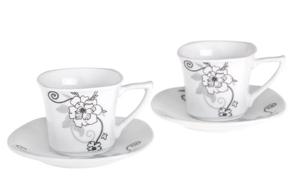 DEKONAZ Kaffeeservice 6er Set Kaffeetassen Porzellan