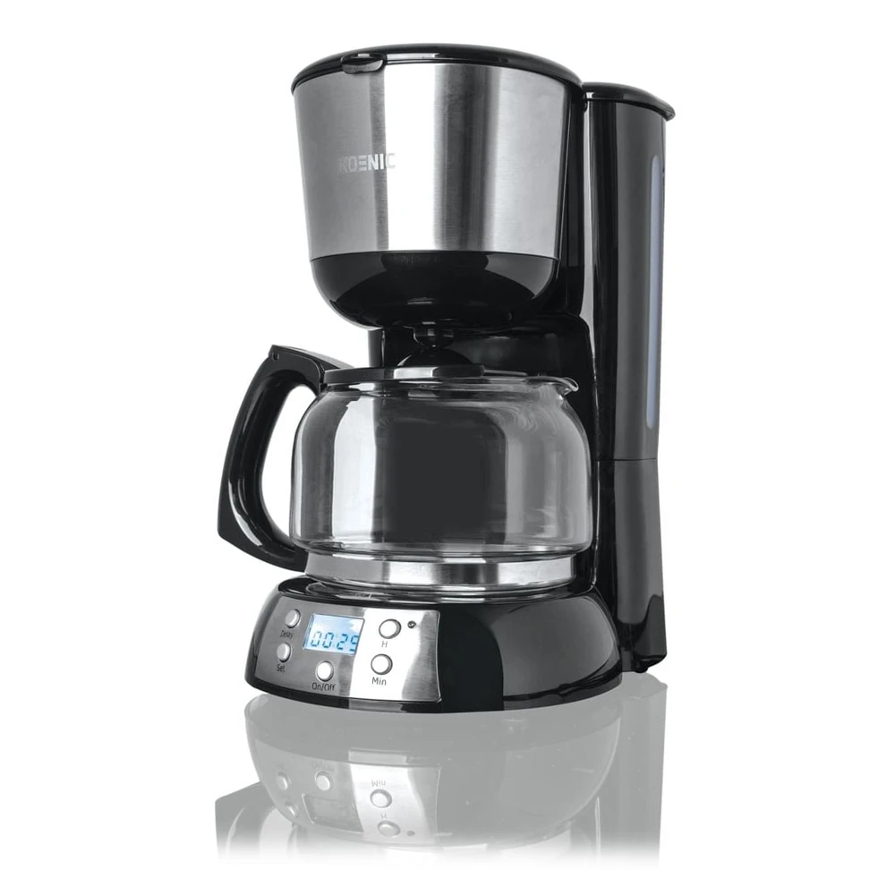 KOENIC KCM 101024 Kaffeemaschine, 1.25L, Timer, Edelstahl/Schwarz