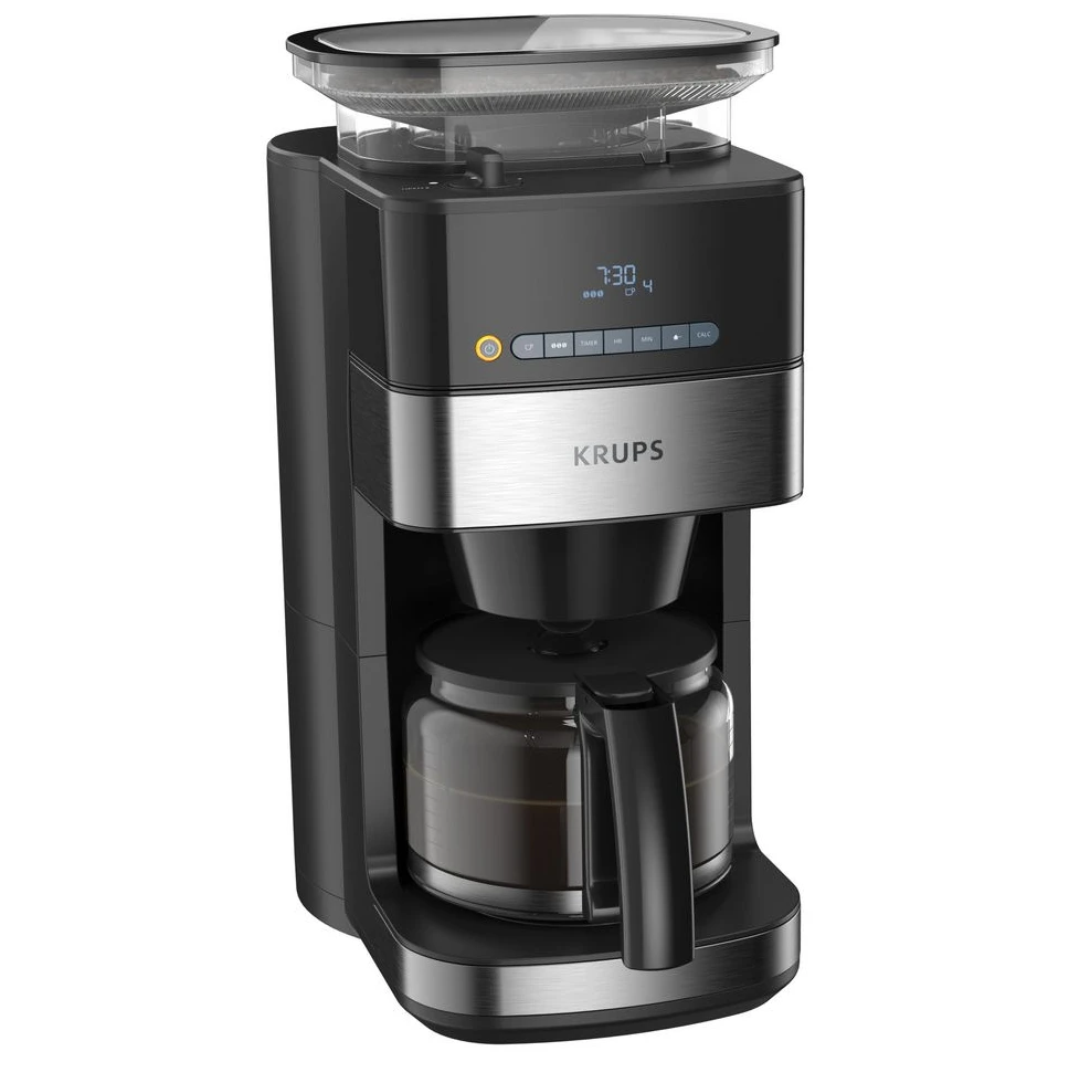 KRUPS KM8328 Grind Aroma Kaffeemaschine, Schwarz/Silber, 1.25L, 1000W