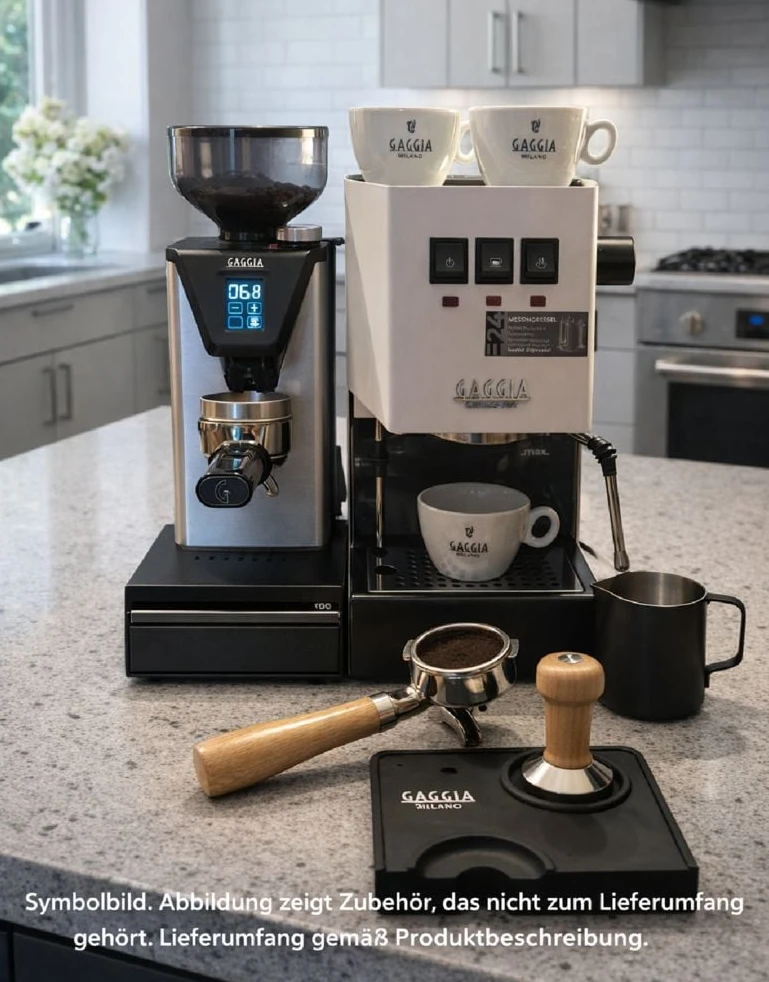 GAGGIA Classic E24 Premium Set RI9481, Messingboiler, Siebträgermaschine, Grau