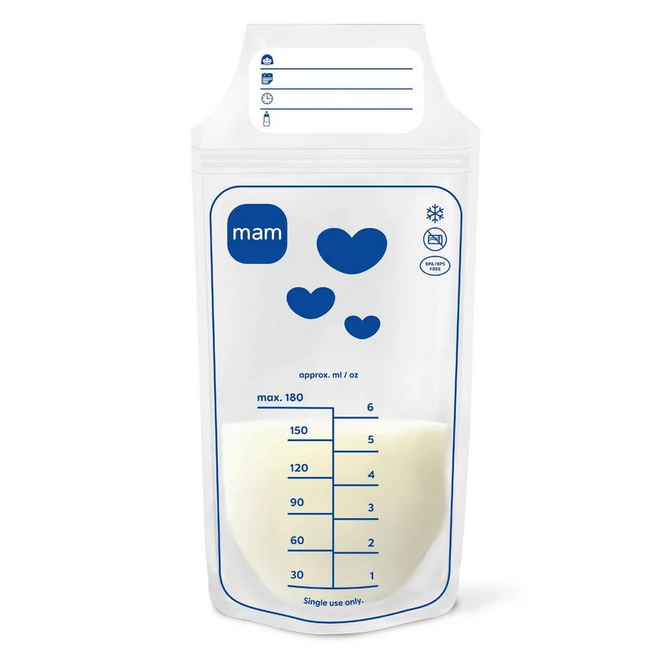 MAM Milchbehälter Muttermilchbeutel, 180 ml, auslaufsicher, 25 Stück