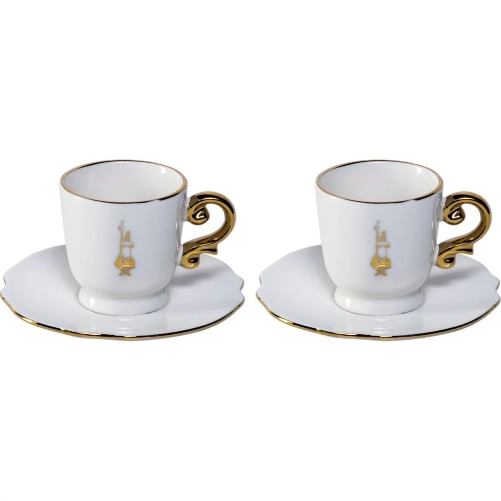 BIALETTI Kaffeeservice Set 2 Tassen inkl. Untertassen Pure Gold