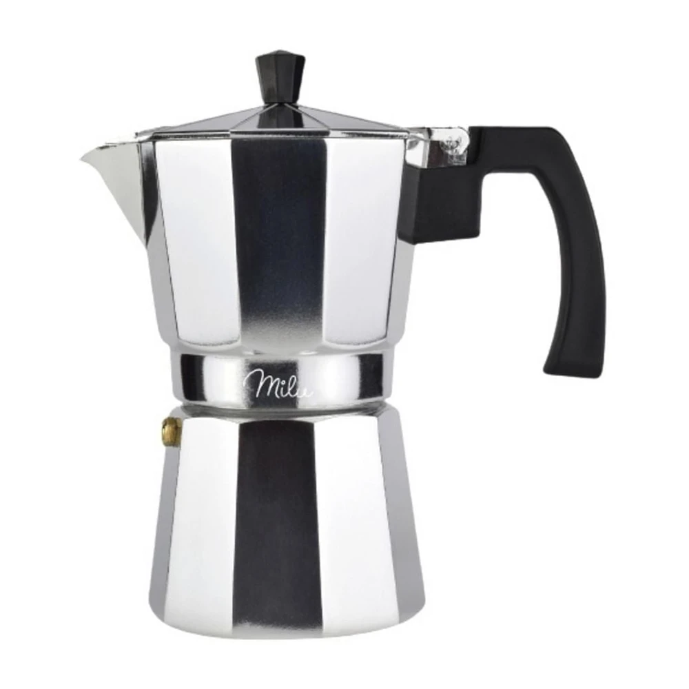 Milu 5048 Alu Espressokocher-Set, 5-tlg, 3 Tassen, Silber