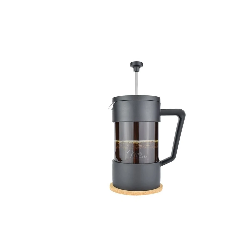Milu French Press-Set Glas, 1L, Schwarz/Transparent, 4-teilig